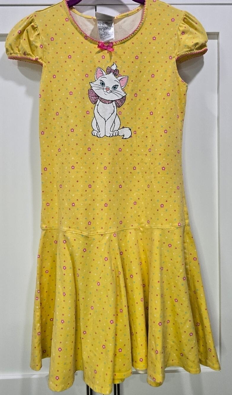 Vintage Disney Store Marie Aristocats Girls Dress Yellow Rhinestone Size L